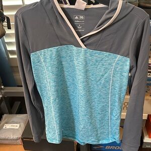 Adidas Gray and Teal Hooded Top